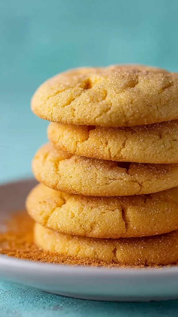 Simple, Beautiful Cornmeal Cookie Recipe 2 Stack of homemade cornmeal cookies on a plate.