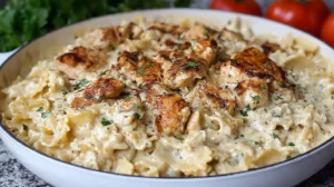 Chicken Garlic Parmesan Pasta: Easy & Wonderful Chicken Garlic Parmesan Pasta served in a wide bowl with tender chicken pieces, a rich garlic parmesan cream sauce, and pasta coated in creamy cheese