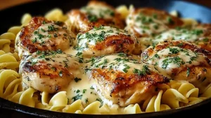 One-Pan Chicken with Buttered Noodles: Cozy, Proven Favorite One-Pan Chicken with Buttered Noodles in a skillet with golden seared chicken, buttery egg noodles, creamy pan sauce, and fresh parsley