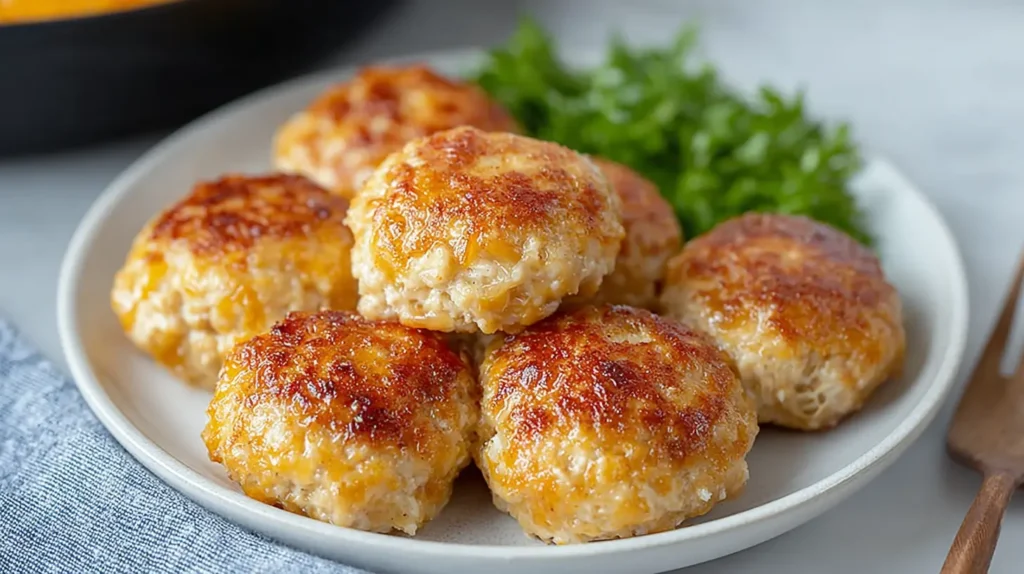 Juicy Ground Chicken Kids Recipe meatballs, golden and crispy on the outside with tender, moist chicken inside
