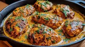 Cowboy Butter Chicken: Ultimate, Irresistible Skillet Triumph Cowboy Butter Chicken in a cast-iron skillet covered in creamy cowboy butter sauce and fresh parsley, ready to serve