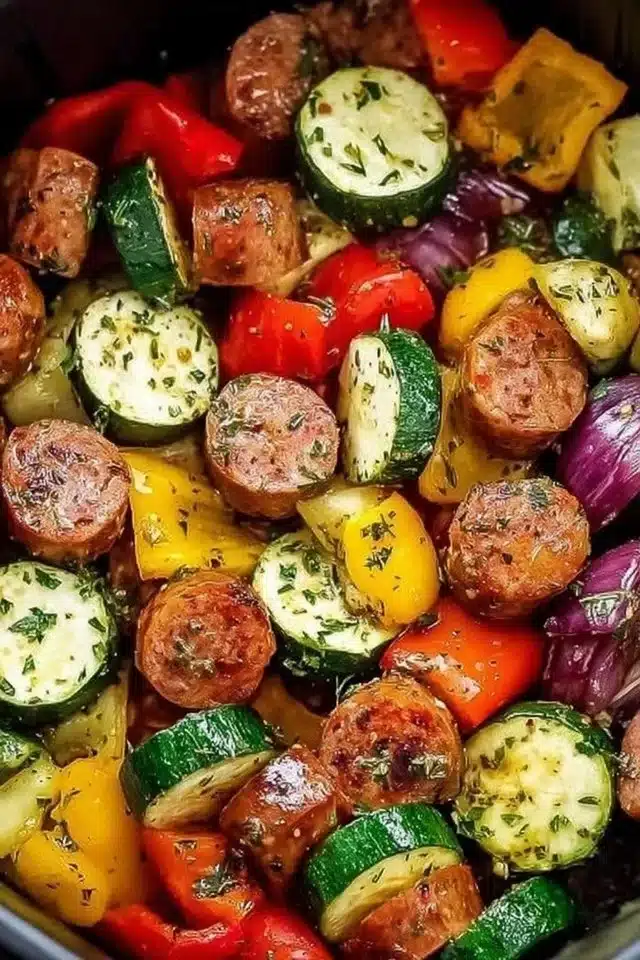 10 Minute Air Fryer Chicken Sausage and Veggies Easy Weeknight Dinner 2 10 Minute Air Fryer Chicken Sausage and Veggies