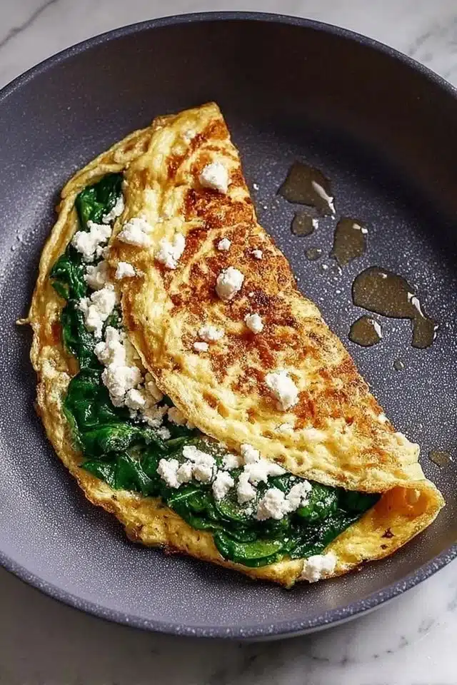15 Minute Spinach and Feta Omelet