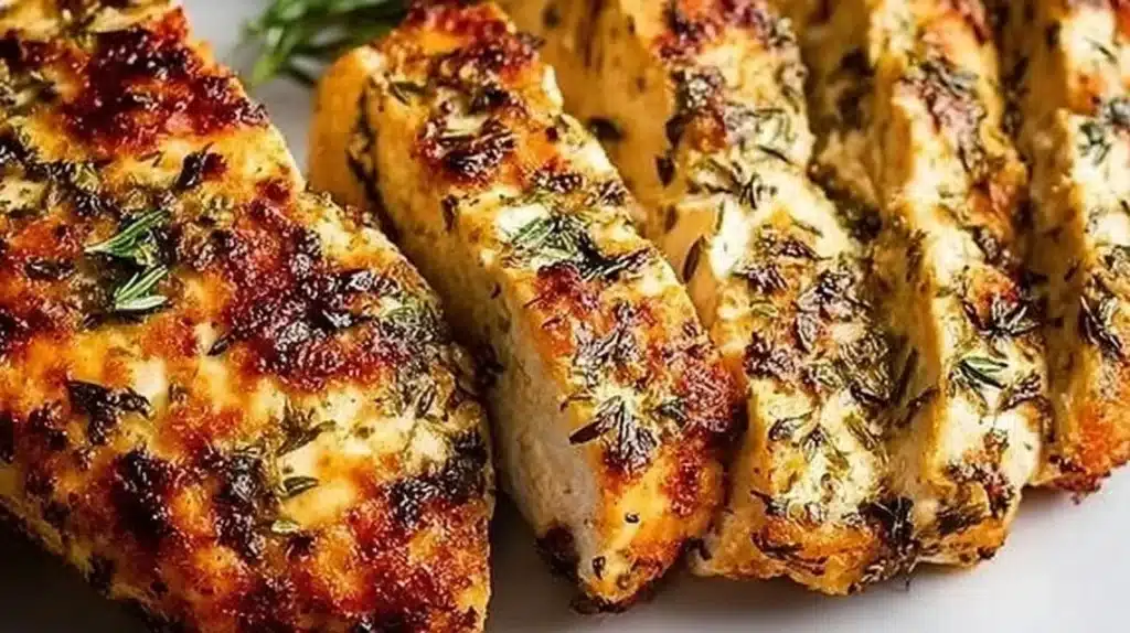 Delicious air fryer chicken breasts plated for a healthy meal