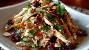 Asian Chicken Cranberry Salad with Sesame Dressing (So Good!) Asian chicken cranberry salad with fresh vegetables and dressing