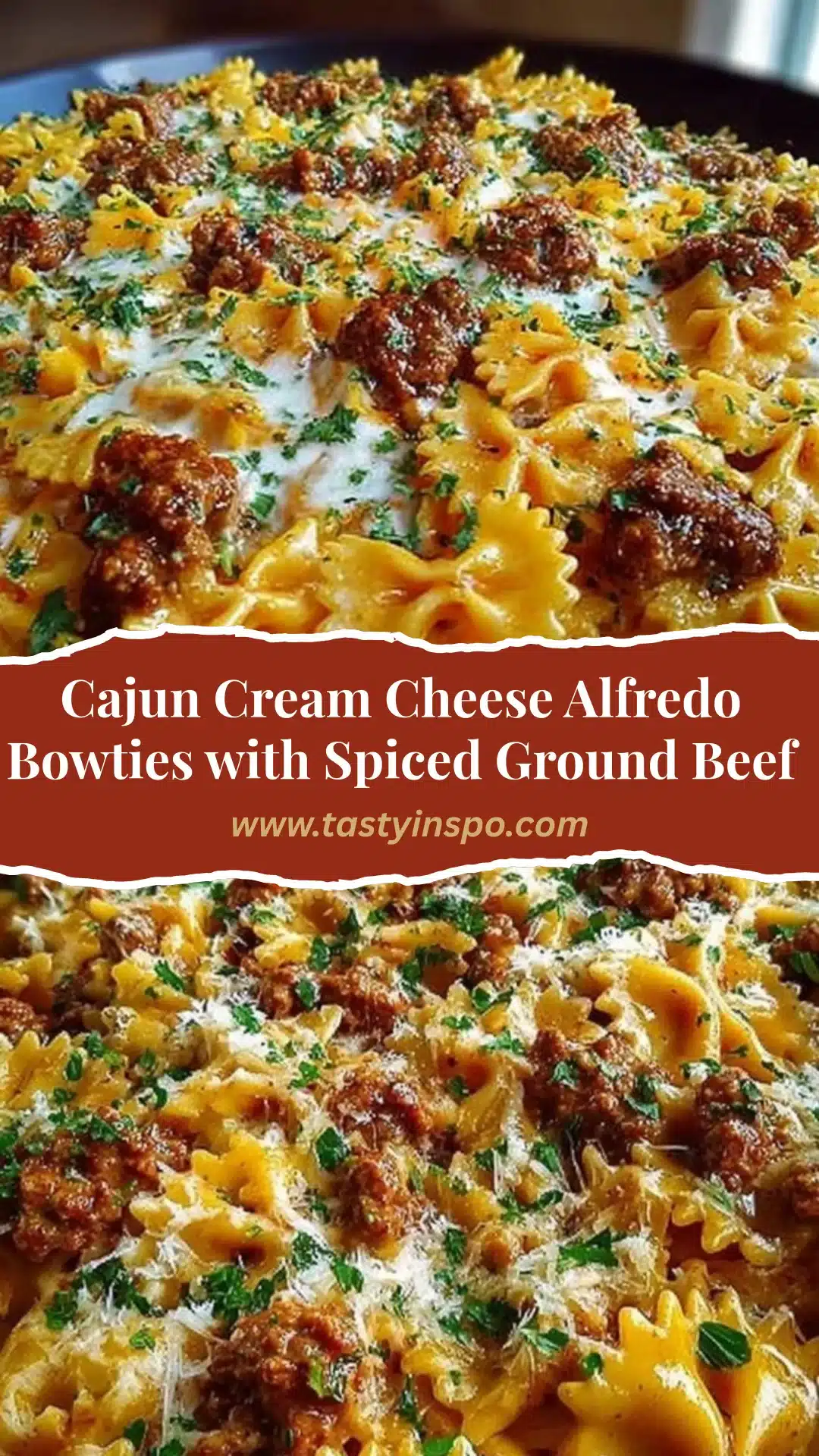 Cajun Cream Cheese Alfredo Bowties (Creamy, Spicy, and Easy) 3 Cajun Cream Cheese Alfredo Bowties with Spiced Ground Beef