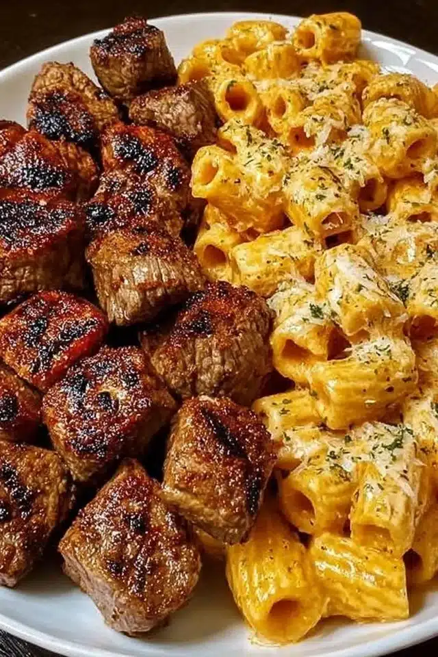 Easy Cajun Steak Tips with Cheesy Rigatoni Ready in 30 Minutes 2 Cajun Steak Tips with Cheesy Rigatoni