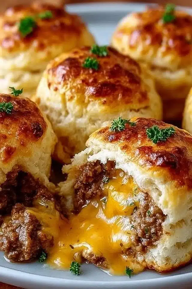 Cheesy Beef Biscuit Bombs