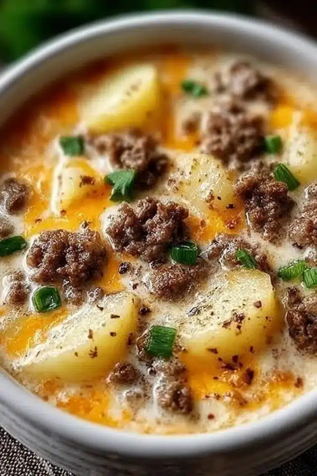 Cheesy Hamburger Potato Soup