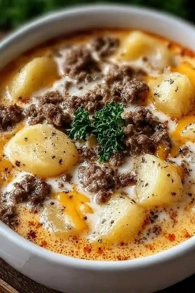 Cheesy Hamburger Potato Soup (Creamy, Hearty & Easy!) 2 Cheesy Hamburger Potato Soup