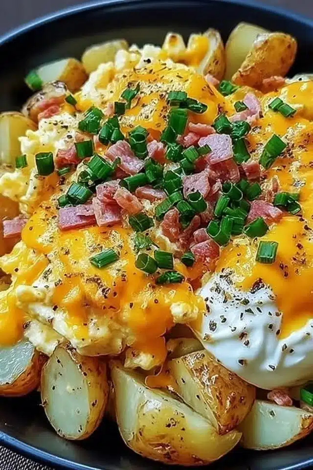 Cheesy Potato Egg Scramble