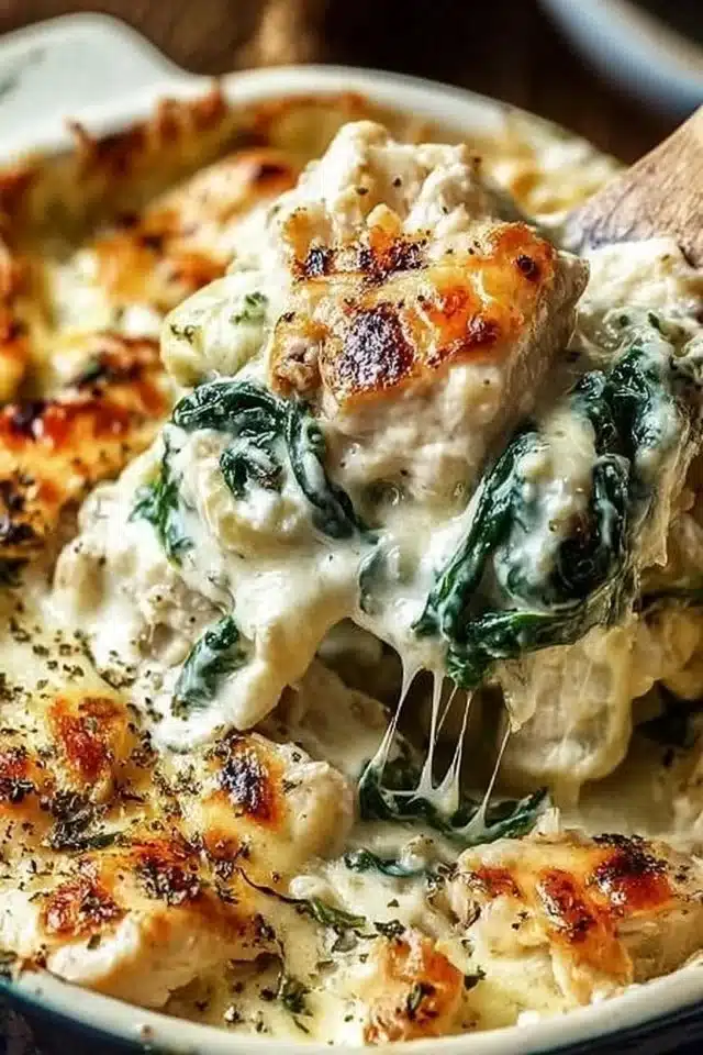 Chicken and Spinach Casserole with Cream Cheese (Easy!) 2 Chicken and Spinach Casserole with Cream Cheese