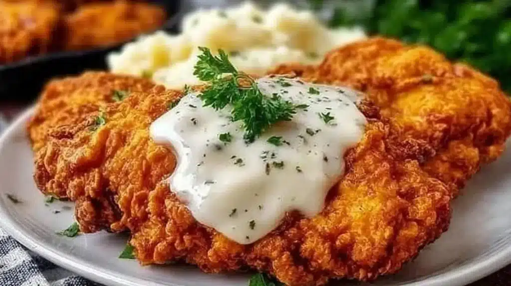 Delicious Chicken Fried Chicken served with sides