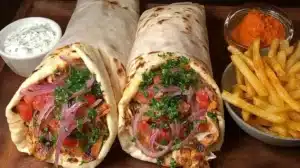 Delicious Chicken Shawarma Wrap filled with marinated chicken and fresh vegetables