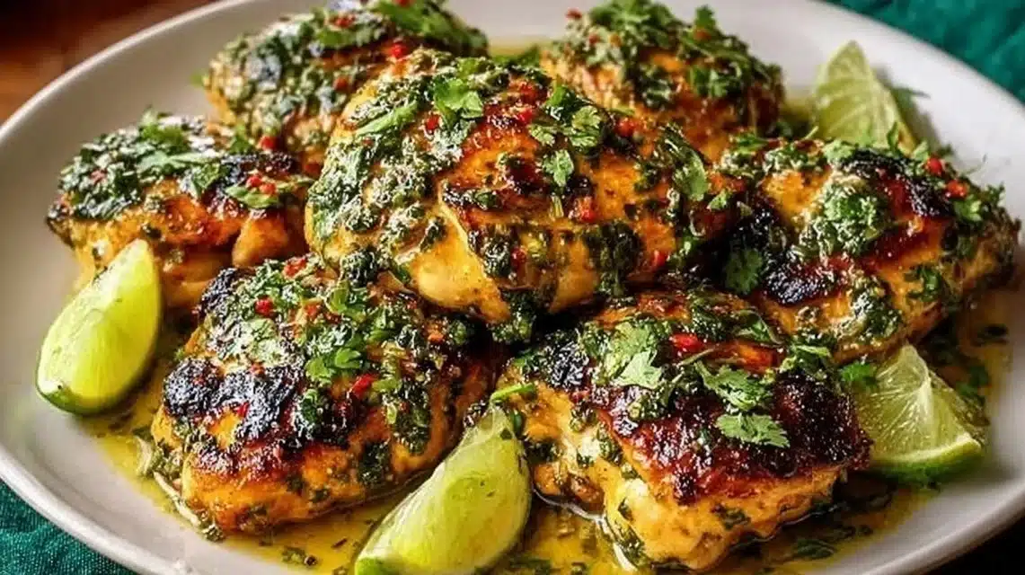 Delicious cilantro lime chicken thighs ready to serve