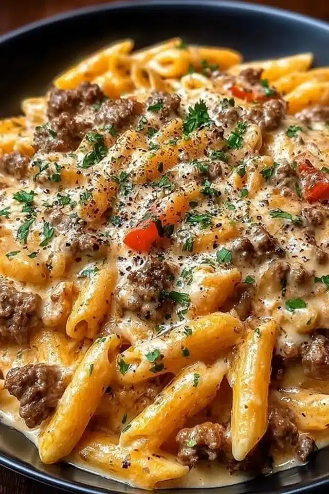 Creamy Beef Pasta (Easy, Cozy Weeknight Dinner!) 2 Creamy Beef Pasta