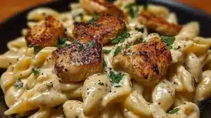 Easy Creamy Cajun Chicken Pasta A Bold 30 Minute Dinner Creamy Cajun Chicken Pasta served in a bowl, garnished with herbs.