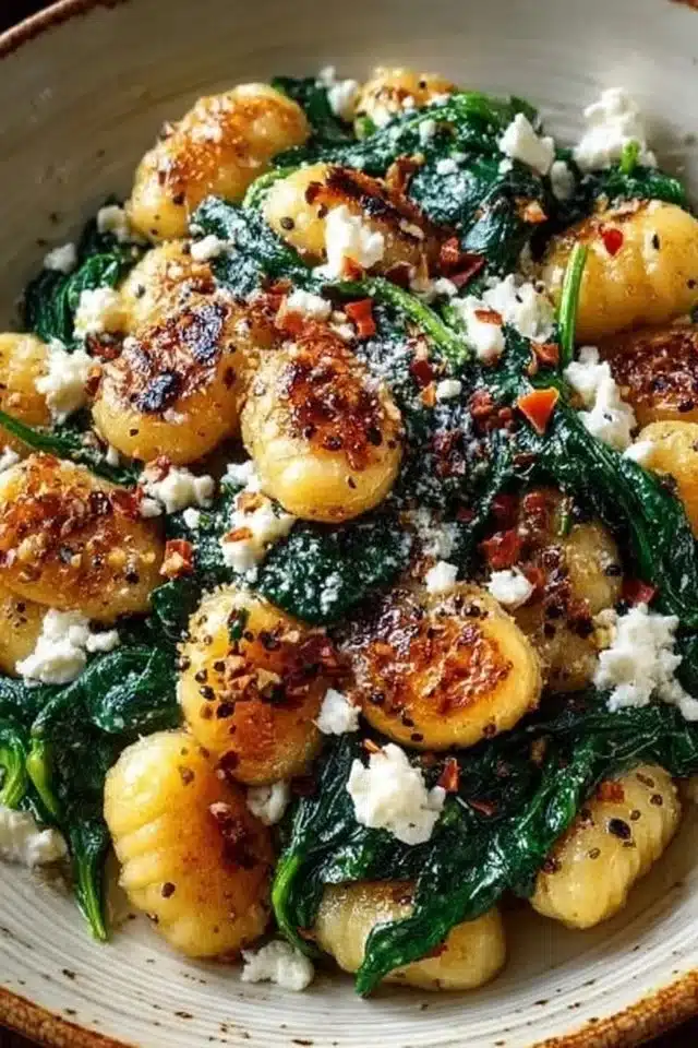 One Pan Creamy Gnocchi with Spinach and Feta Easy Dinner 2 Creamy Gnocchi with Spinach and Feta