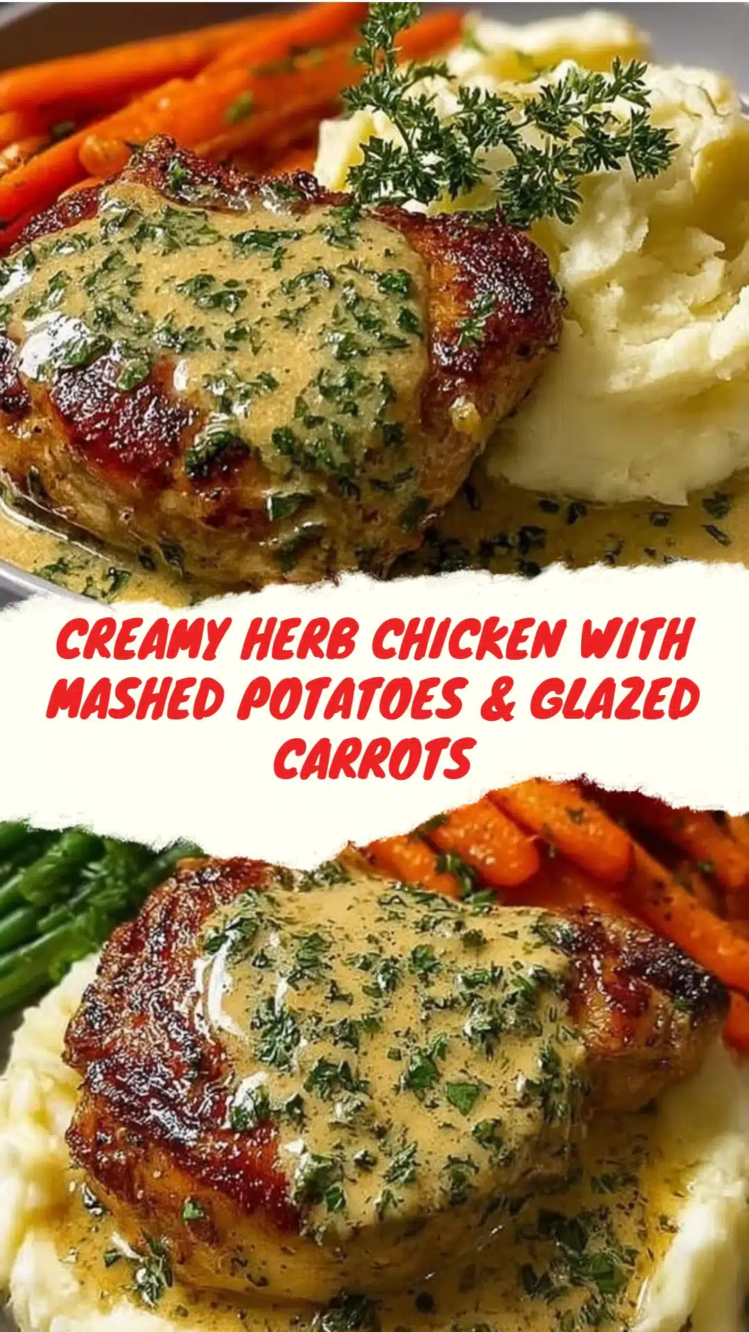 Creamy Herb Chicken with Mashed Potatoes & Glazed Carrots