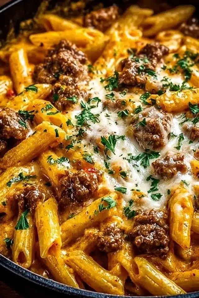 Creamy High Protein Beef Pasta