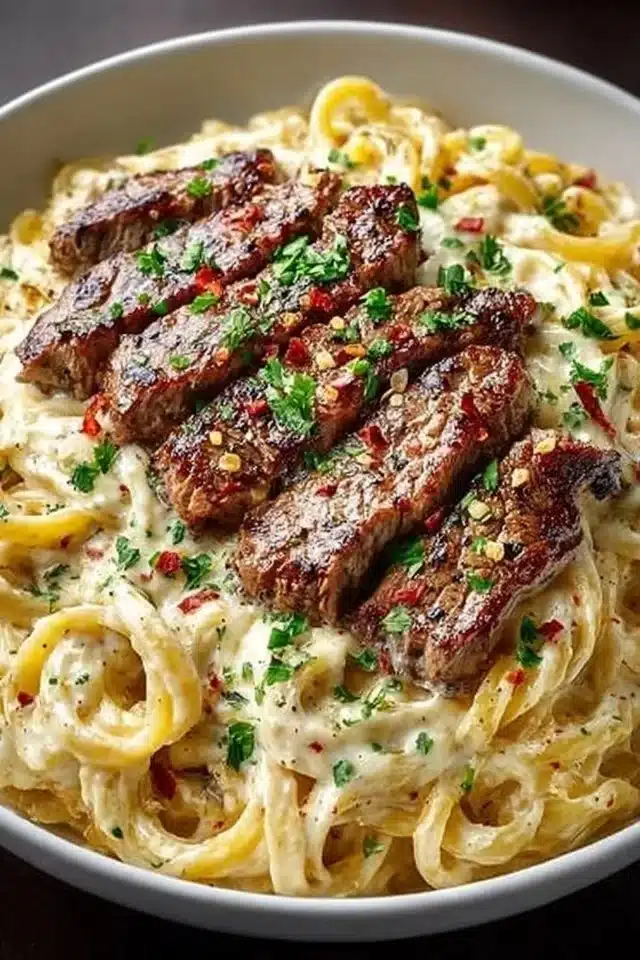 Creamy Garlic Steak Pasta (Rich, Cozy, and Easy!) 2 Creamy Steak Pasta Garlic