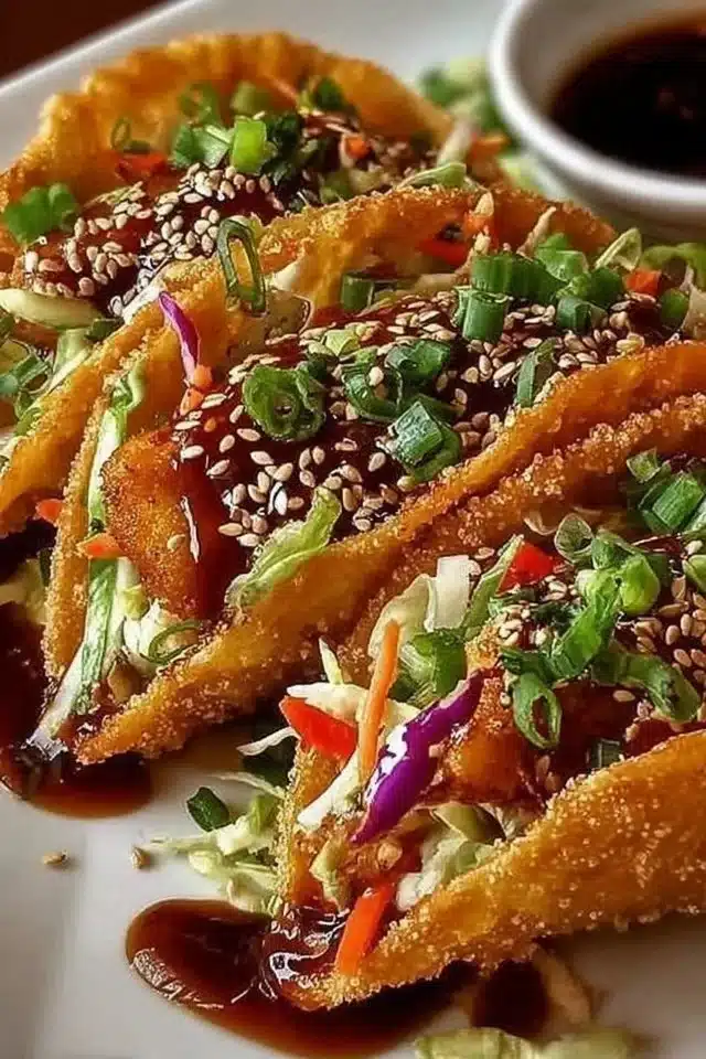Easy Crispy Chicken Wonton Tacos (30-Minute Dinner) 2 Crispy Chicken Wonton Tacos