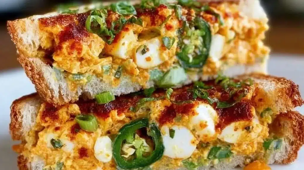 Crispy Egg Salad served in a bowl garnished with herbs and spices.