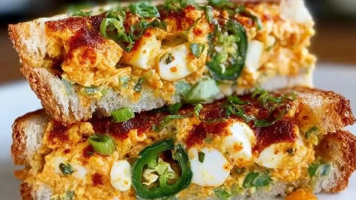 Crispy Egg Salad with Pickles and Dijon (Big Flavor) 1 Crispy Egg Salad served in a bowl garnished with herbs and spices.