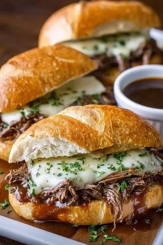 Crockpot French Dip Sandwiches