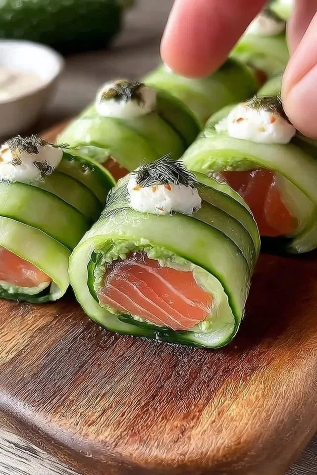 Cucumber Sushi with Avocado and Smoked Salmon