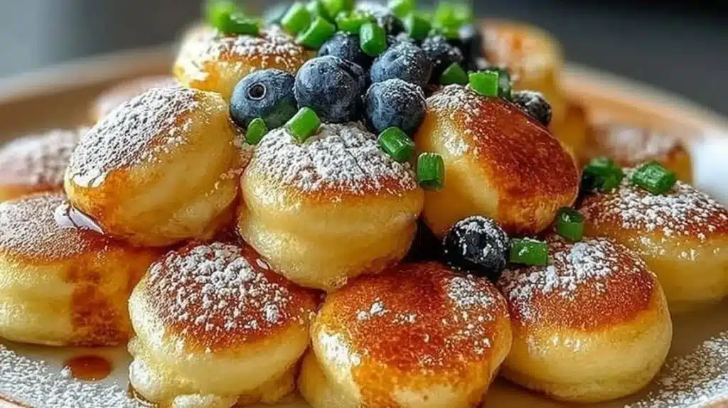 Delicious breakfast pancake poppers, fluffy bite-sized pancakes perfect for breakfast.