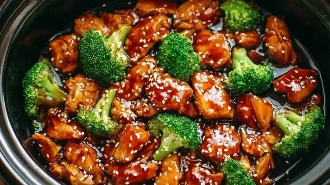 Delicious Dump and Go Crockpot Teriyaki Chicken ready to serve