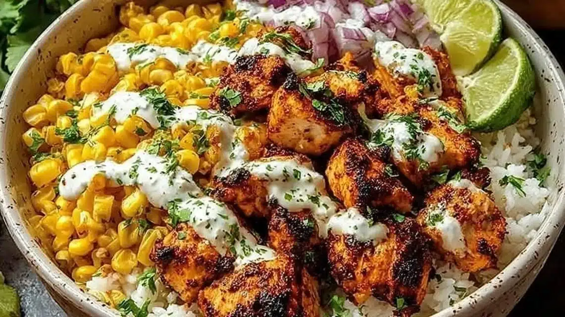 Street Corn Chicken Bowl: Easy, Creamy, and Flavor-Packed 1 Easy Street Corn Chicken Bowl with corn, chicken, and fresh toppings