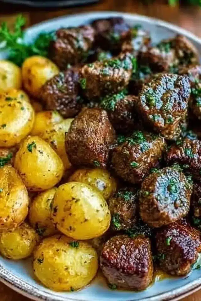 Garlic Butter Beef Bites with Potatoes Easy One Pan Dinner 2 Garlic Butter Beef Bites with Potatoes