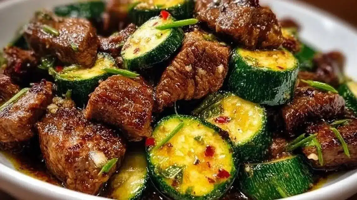 Delicious Garlic Butter Steak Bites served in a skillet with herbs.