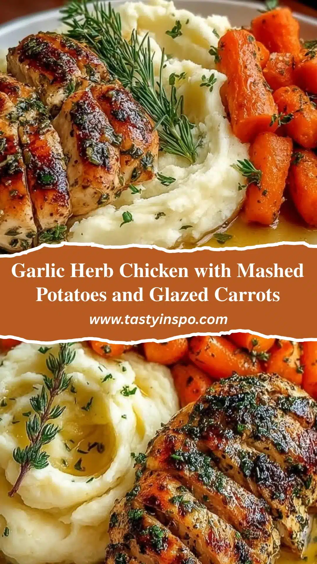 Garlic Herb Chicken with Mashed Potatoes and Glazed Carrots