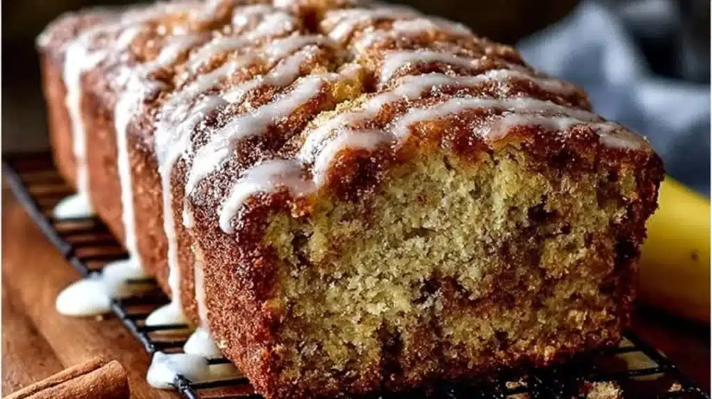 Homemade cinnamon swirl banana bread with a moist texture and rich flavor.
