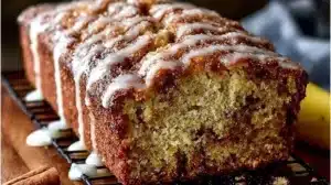 Homemade cinnamon swirl banana bread with a moist texture and rich flavor.