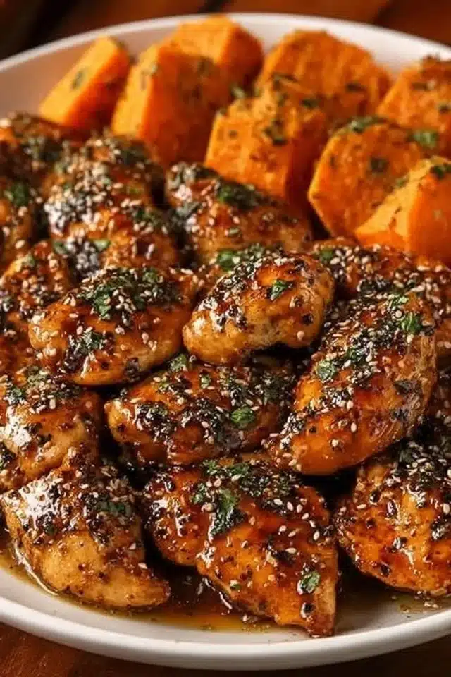 Honey Garlic Chicken with Sweet Potatoes