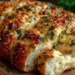 Freshly baked Italian herbs and cheese bread, golden and aromatic