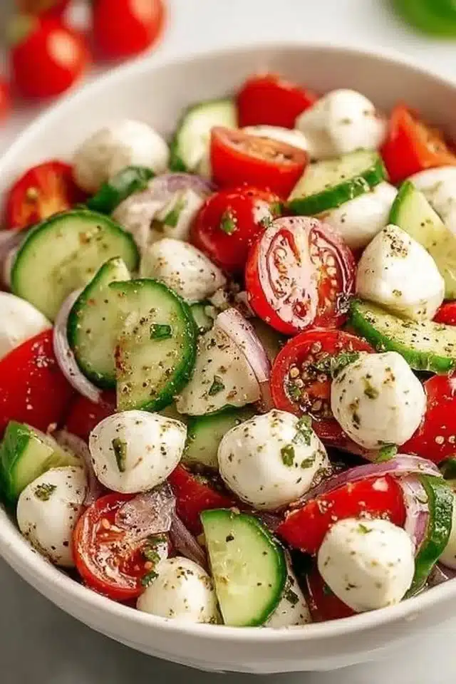 Juicy Cucumber Caprese Salad