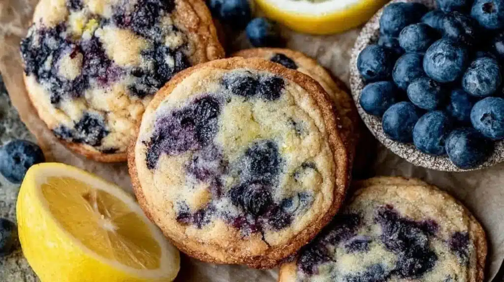Delicious homemade Lemon Blueberry Cookies on a plate