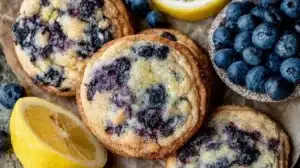 Delicious homemade Lemon Blueberry Cookies on a plate