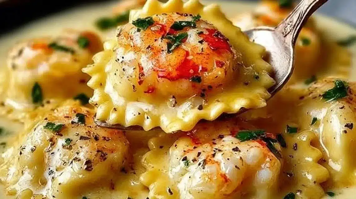 Easy Lobster Ravioli with Lemon Butter Sauce (20 Minutes) 1 Plate of Lobster Ravioli with Lemon Butter Sauce