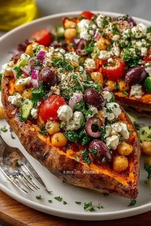 Mediterranean Stuffed Sweet Potatoes
