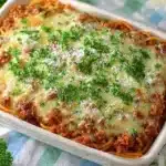 Delicious Million Dollar Spaghetti served in a bowl with fresh ingredients