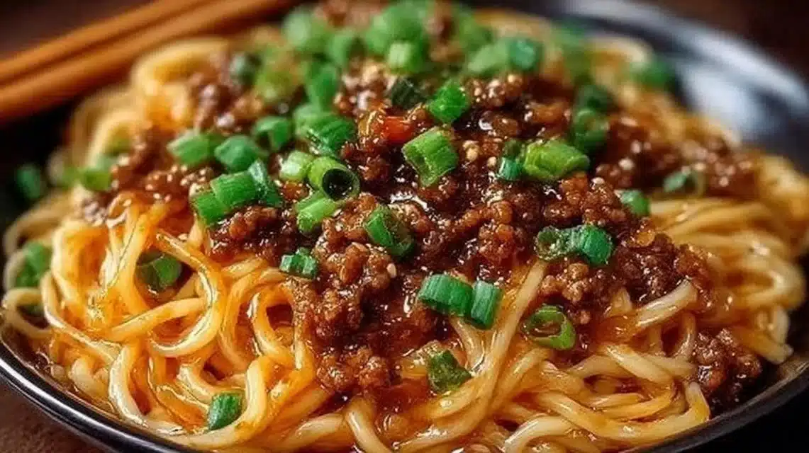Mongolian Ground Beef Noodles (Better Than Takeout!) 1 Delicious Mongolian Ground Beef Noodles dish served in a bowl