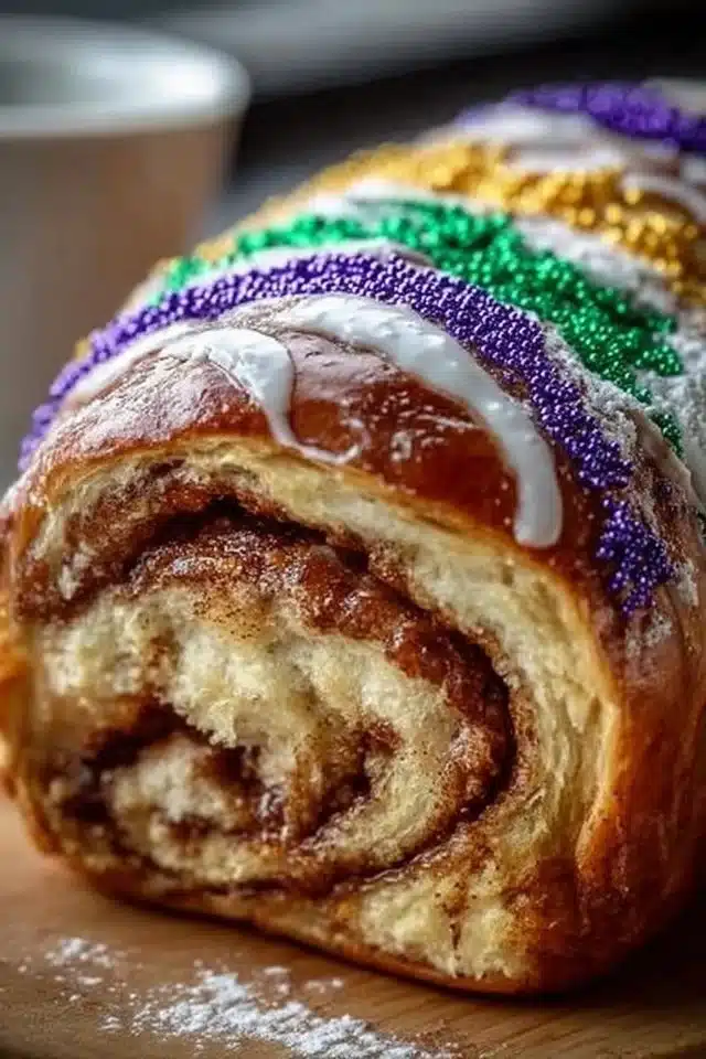 New Orleans Style King Cake with Cinnamon Swirl