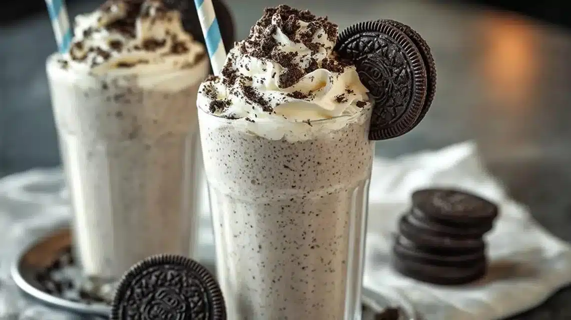 Best Oreo Milkshake (Extra Thick and Creamy) 1 Delicious Oreo Milkshake with crushed Oreo cookies and whipped cream