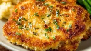 Healthy Sweet Potato Hash Browns (Crispy, Easy, and Delicious) Juicy Parmesan Crusted Chicken served with herbs and vegetables.